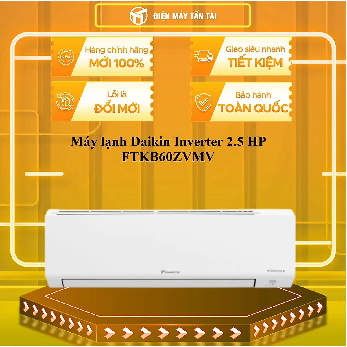 Máy lạnh Daikin Inverter 2.5 HP FTKB60ZVMV - HÀNG CHÍNH HÃNG - CHỈ GIAO HCM