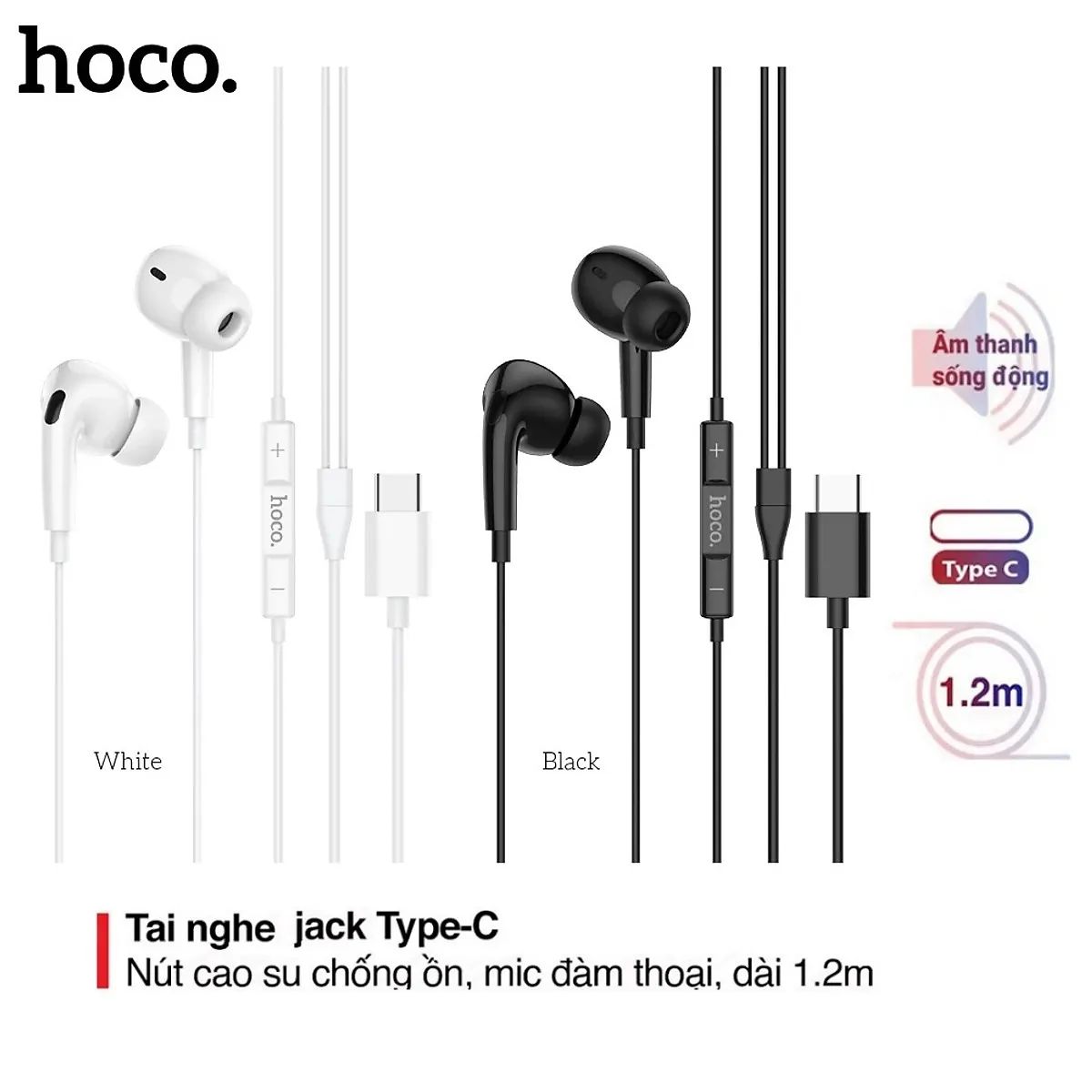 Hoco M101 Pro Wired Earphone with Mic Compatible with Android and iPhone - Genuine Product