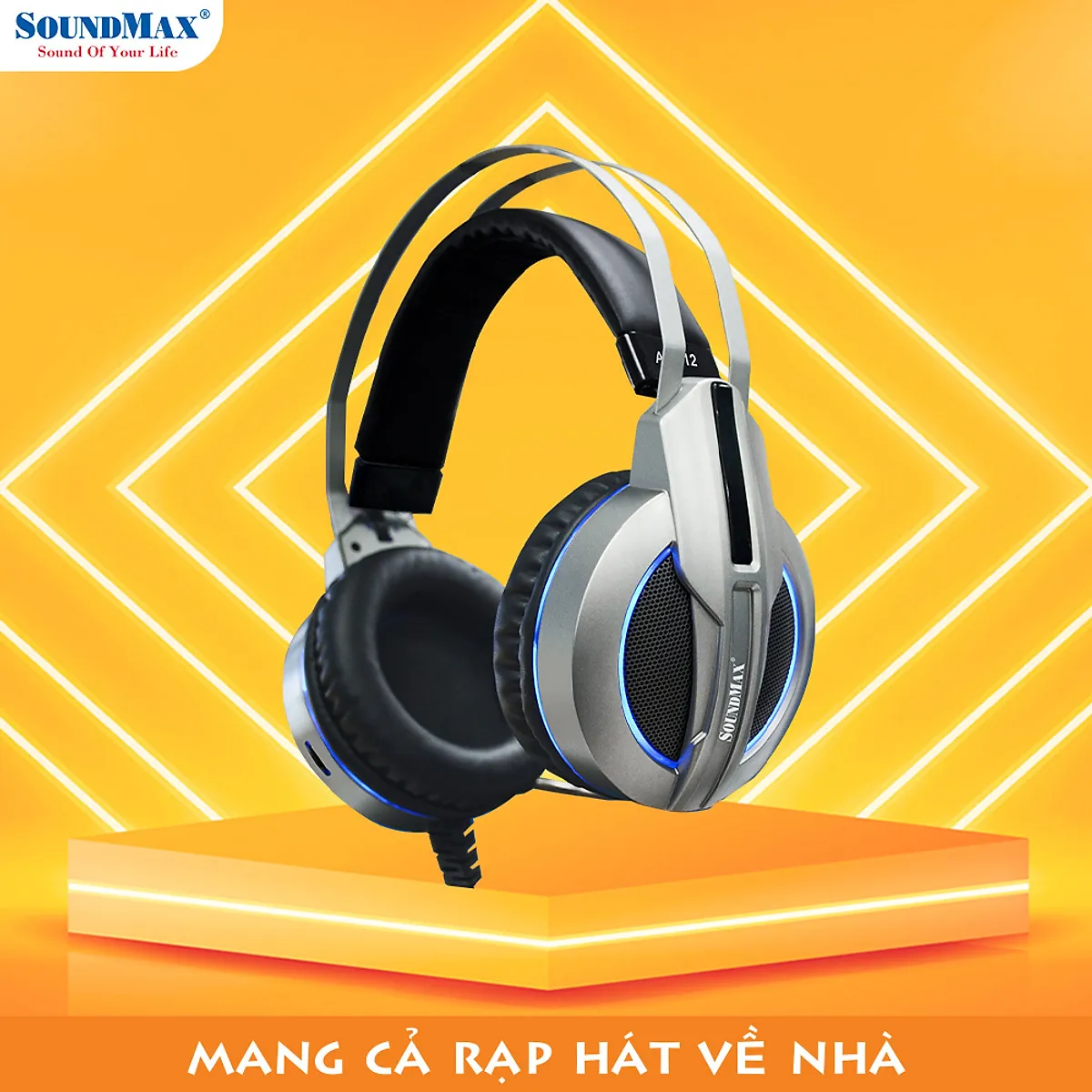 Tai Nghe Chơi Game Âm thanh Vòm 7.1 Có Đèn LED RGB SoundMax AH712 | Tai Nghe Chụp Tai Có Micro Tích Hợp SoundMax AH-712 | Gaming Headset - Hàng Chính Hãng